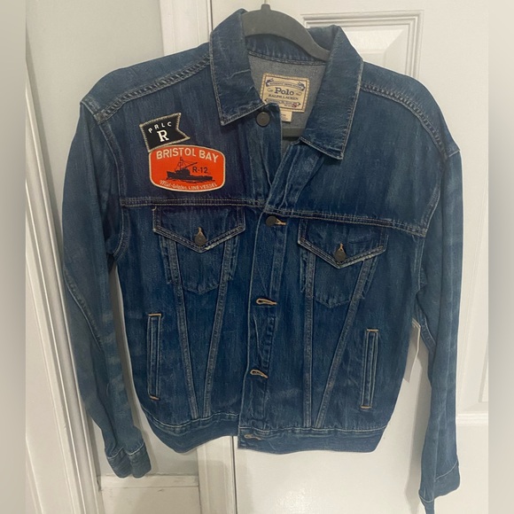 Polo by Ralph Lauren Classic Blue Jean Jacket with  patches - Picture 2 of 7